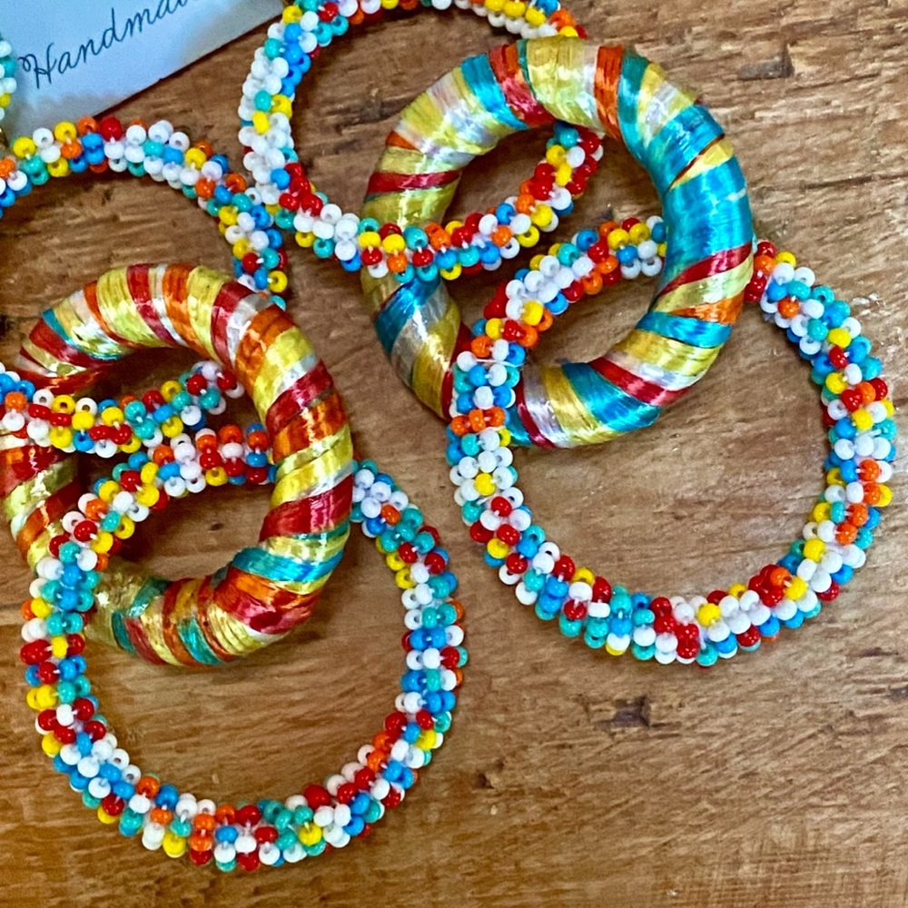 NWT Deepa Gurnani Beaded Triple Hoop Chandeliers - Picture 7 of 15